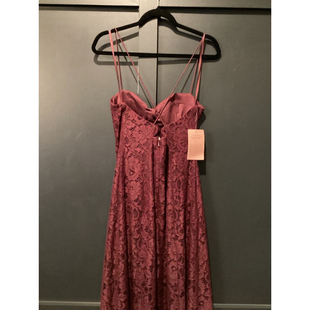 Anthropologie BHLDN Emma Sweetheart Sleeveless Lace Long Gown Front Slit Wine 12 - Picture 10 of 16